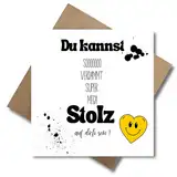 WBdesignz Motivation Karte mit Umschlag - Inspirationskarte “Du kannst stolz auf dich sein” Positive Gedanken Karten Motivation Aufmunterung (125x 125 mm)
