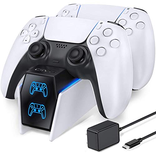 PS5 Controller Ladestation, PS5 Ladestation 2 Std Schnelllade mit EU-Netzteil für Playstation 5 Ladestation, PS5 Ladestation Controller Zubehörsets für Playstation 5 Wireless Controller, Weiß