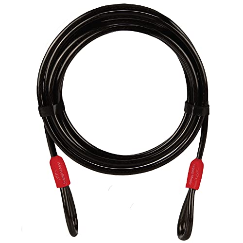 EVEREST FITNESS Schlaufenkabel 5m x 10mm - Kabelschloss schwarz - Universal Stahlseil - Drahtseil mit Ösen ummantelt - Sicherheitskabel für Fahrradschloss lang, Fahrradanhänger, Motorrad, Gartenmöbel