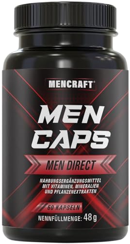 MENCRAFT MEN DIRECT - Männer Kapseln extrastark - SOFORT Rezeptur hochdosiert - mit L-Arginin, Maca, Tribulus Terrestris, Ginseng, 60 Kapseln