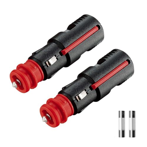 Sicherheits-Universalstecker 21mm Zig./ 12mm DIN- KFZ Zigarettenanzünder Stecker 12V-24V Zigarettenanzünderbuchse Normstecker mit 10A 16A Sicherung für Auto LKW PKW Motorrad (2 PCS)