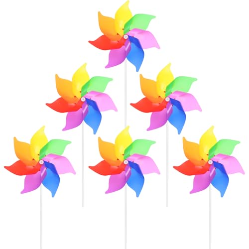 QZKJQDD Vogelabwehr Windrad 6 Stück, Regenbogen Windrad Balkon, Windrad Kinder, Taubenabwehr windrad, Vogelabwehr Windrad Garten für Protect Garten, Balkon, Obstgarten, Hof