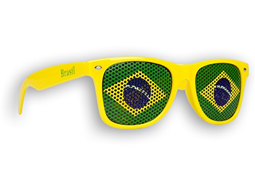 Promo Trade 1 x Fanbrille Brasilien - Brasil – Sonnenbrille – Brille Brasil – Gelb - Fan Artikel