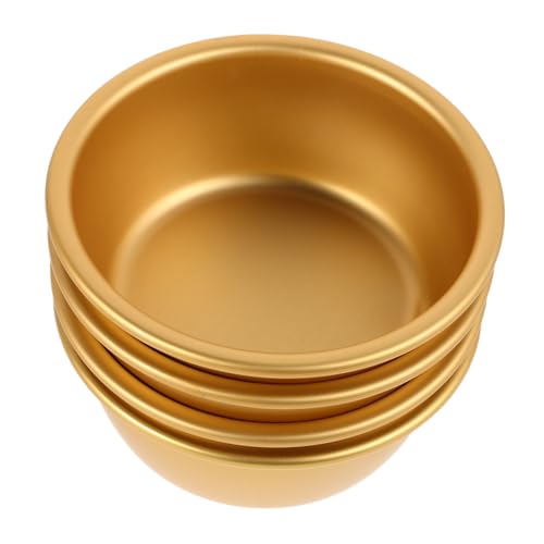 Abaodam 4 Stück Reisweinschale Servierschalen Für Unterhaltung Soßenschalen Aus Edelstahl Futternapf Sojasaucengerichte Für Sushi Dipschale Mit Griff Aluminium Golden