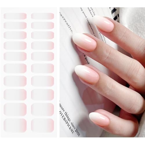 JMEOWIO Nagelfolie UV Härtend Weißer Cremekaffee Farbverlauf UV Gel Nail Strips Nagelsticker Nagelaufkleber Nail Art Dekoration Nageldesign Zubehör