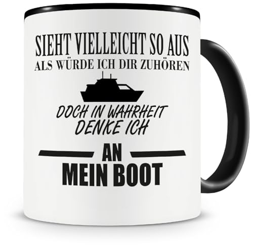 Samunshi® Ich denke an mein Boot Tasse Kaffeetasse Teetasse Kaffeepott Kaffeebecher Becher