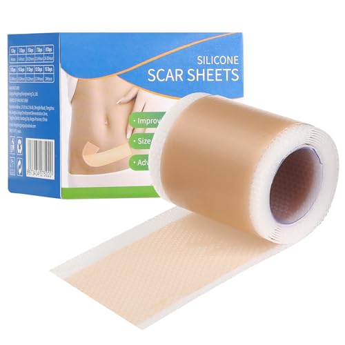 Silikonpflaster für Narben Silikon Narbenblätter 1.57" x 19.68" Silikon Narbentücher Narben Tape Narbenpflaster Silikonnarbenrolle für C-Abschnitte Operationen Verbrennungen Keloid Akne