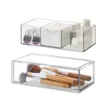 DoocliB Kosmetik Organizer 2 Set, Make Up Schminkaufbewahrung mit Schubladen Transparent, für Eyeliners Lippenstift Wimperntusche Makeup Pinsel, Acryl Schubladen Aufbewahrung Stapelbar