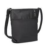 Damen Umhängetasche JANA J10 Crossbody Bag 5 Liter Handtasche im Canvas-Stil im Bicolor-Design + passender Kosmetikbeutel/Geldbeutel gratis (nubuk-black)