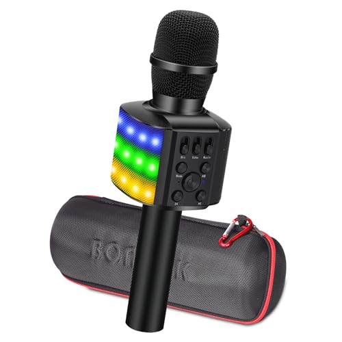 BONAOK Karaoke Mikrofon Led, 4-in-1 Bluetooth Mikrofon Karaoke, Tragbares KTV Microphone, Home Party Karaoke Dynamische Mikrofone für Android(Q36 Schwarz)