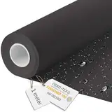DreamRoots Segeltuch Wasserdicht - Polsterstoff Meterware 160 cm breit - Wasserabweisender Stoff 220 g/m2 600D - Markisenstoff Wasserdicht Meterware Schwarz 1M