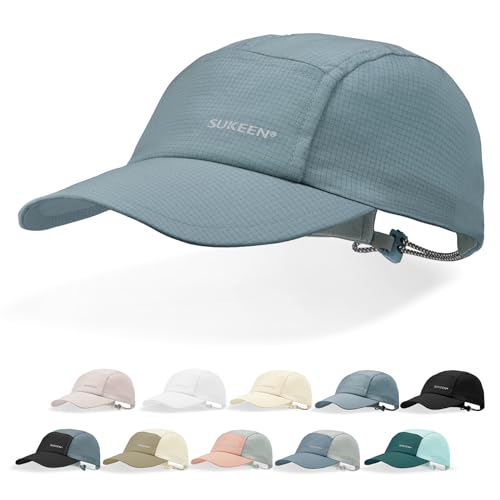 Sukeen Leichter Sonnenhut für Damen und Herren, schnell trocknend, Baseballkappe, LSF 50+, Laufmütze, faltbare Sportkappe für den täglichen Gebrauch im Freien, grau-blau, Einheitsgr��e