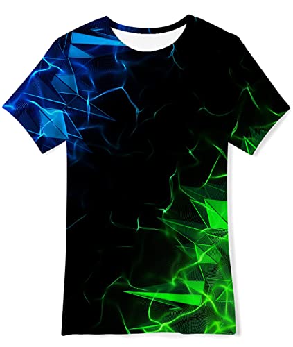 Fanient Kinder Tshirts Kinder Kurzarm T-Shirt 3D Farbverlauf Kurzarm Tshirt Jungen Mädchen T-Shirt 9-12 Jahre M