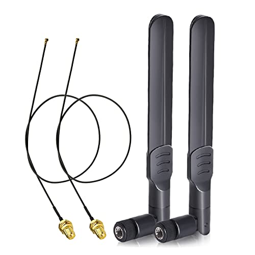 Bingfu WLAN Antenne 2,4GHz 5GHz 5,8GHz 8dBi RP-SMA-Stecker Antenne & 25cm U.FL IPX IPEX MHF4 zu RP-SMA Buchse Verlängerungskabel 2-Pack für M.2 NGFF Intel Wireless Netzwerkkarte WiFi Adapter Laptop