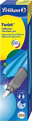 Pelikan Füller Twist,Pelikan Twist Füller für Rechts- und Linkshänder, Frosted Blue, Feder M, 1 Stück in Faltschachtel, 811255