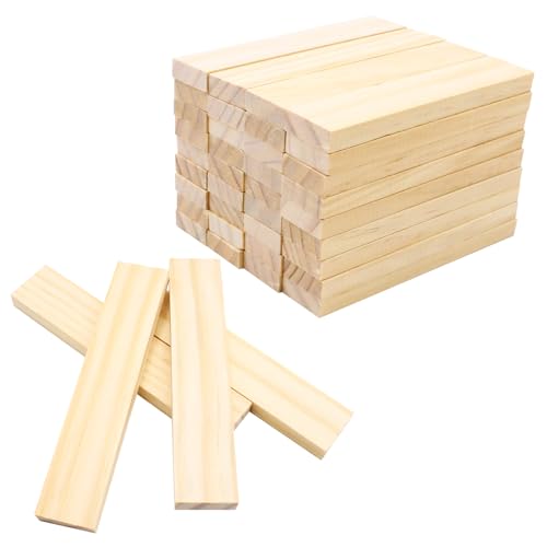 PWGHWG 40 Stück Bastelholz Klötzchen Bastelklötzchen 110 × 22 × 8 mm Holzklötzchen zum Basteln Holzleisten Holzklötze, für Heimwerkerprojekte, Deko, BAU, Vertäfelung