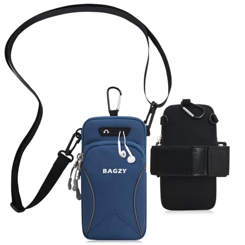 BAGZY Sport Handytasche Joggen, 7,0 Zoll Smartphone Tasche Zum Arm Umhängen Handyhalterung, Fitnessstudio Laufen Yoga zubehör für iPhone 15 Pro/14 Pro Max (Blau)