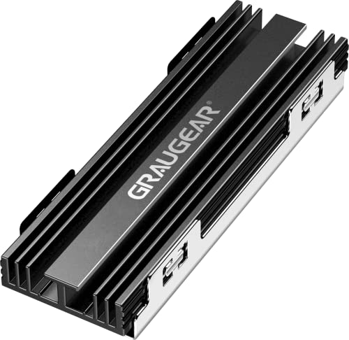 GRAUGEAR Kühlkörper für M.2 NVMe SSD, Heatsink-Kühler Kit für Playstation5, PS5 Slim, mit Wärmeableitende Abdeckung (Aluminium)