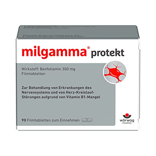 milgamma protekt, 90 Stück: Mit Benfotiamin zur Behandlung von Symptomen bei Nervenschäden infolge eines Vitamin-B1-Mangels, besonders hohe Bioverfügbarkeit, 1x tägliche Einnahme