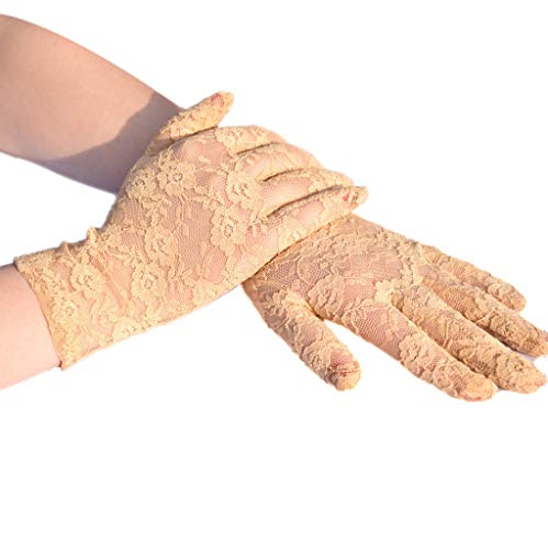 QWUVEDS Atmungsaktive Handschuhe -beständiger Reitleinwand für den Außenbereich Schwarze Handschuhe Kostüm Netz Handschuhe Damen Ballhandschuhe hochzeitshandschuhe (Khaki, One Size)