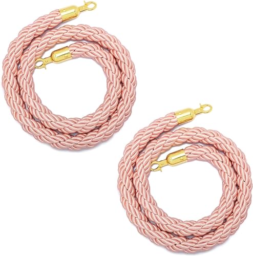 SAJMAKUWLA Crowd Control Rope,Queue Barrier Ropes, Seile for Hochzeiten/Partys/Konzertorte, Bühnen-Rungenseil mit Endhaken, VIP-Rungen-gedrehte geflochtene Seile(2 Pack,1.5m/5ft)
