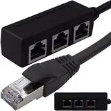 Retoo LAN splitter 1 auf 3, RJ45 Ethernet Splitter, Ethernet-Verlängerungskabelkabel, Transfer-Anschluss-Splitter, Netzwerk Splitter, 1 Stecker auf 3 Buchse, LAN Anschluss Verteiler