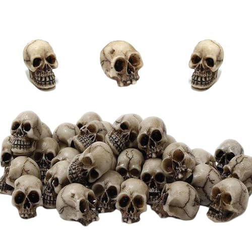 CEZKFH 20 Stück Totenkopf Deko, Totenkopf Set Mini Totenkopf Figur, Mini Schädel Totenkopf Modell Totenschädel Deko, Für Spukhaus, Halloween Horror Party, Dekoration Für Halloween