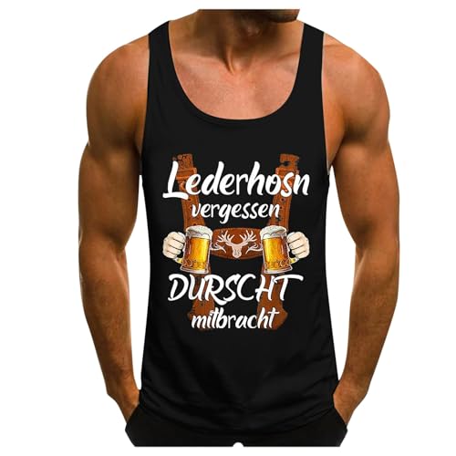 WKAYsIV Unterhemd Rundhals Kunstwerk und Biermotiv, Unisex, leichtes Sommeroberteil Tops Figurumspielend (Black, XXL)