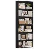 FirFurd Bücherregal, Holzregal mit 6 Fächern, Regale, Bücherschrank, Aufbewahrungsregal für Wohnzimmer, Arbeitszimmer, aus Holz, 180 x 60 x 23,5 cm, Schwarz