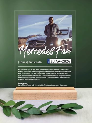 Mercedes Fan Geschenk personalisiert - Acryl Geschenk - Definition: Mercedes Fan - Mercedes Fanartikel, Mercedes Fan Geschenk, Fanartikel für Mercedes Fans