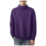 QVNXVO Kinder Pullover Unisex Frühling Winter Warm Base Geschenkidee Einfarbiger Lässiger Strickpullover Mode Casual lose Langarm Top Rundhalsausschnitt Stehkragen Sweater