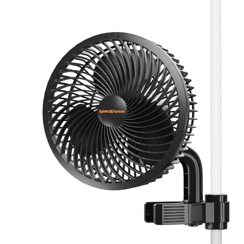 Spider Farmer Grow Ventilator mit Clip, 10-Geschwindigkeiten, EC-Motor, IP-44 Schutzart Oszillierender wachsen Clip-on-Lüfter für Zelt 10W clip fan grow tent