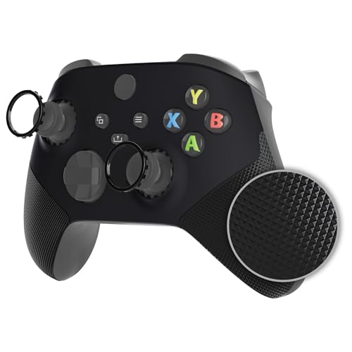 eXtremeRate ASR Version Case & Akzentringe für Xbox Series X/S Controller, DIY-Ersatz Gummiert Griff Faceplate Gehäuse Set für Xbox Core Controller(Schwarz)-Ohne Gamepad