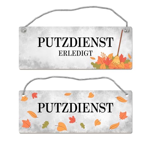 Putzdienst oder Putzdienst erledigt Wendeschild mit Kordel