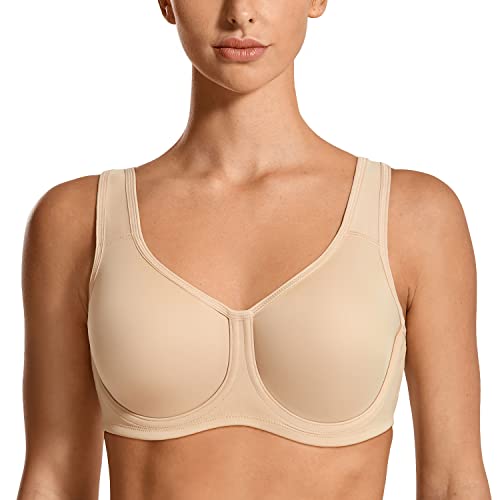 syrokan Damen Max Control massiv High Impact Plus Größe Bügel Sport-BH, beige, Size 90C
