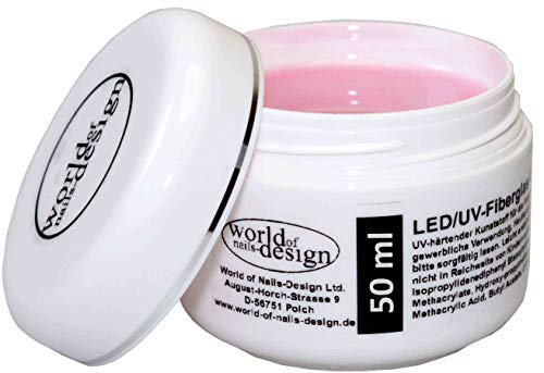 LED/UV-Fiberglas Gel dickviskose milchig rosa 1 Phasengel, Aufbaugel 50 ml