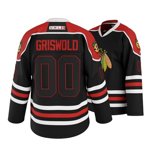 Youth Clark Griswold #00 X-Mas Christmas Vacation Movie Eishockey-Trikot, Schwarz, Schwarz, M