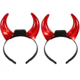 FOMIYES 2 Stk Dämon Horn Stirnband Led-dekor Stirnband Aus Teufelshorn Stirnband Aus Horn Gotisches Stirnband Mit Antilopenhörnern Flash-kostüm Cosplay Elektronische Bauteile Croissant 3d