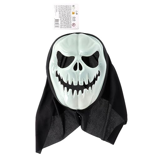 Folat 23877 23877-Happy BoOo Kürbis Halloween Fluoreszierendes Leuchtendes (Glow in The dark) -gruselige Maske Kostüm für Erwachsene und Kinder Party Dekoration, Mehrfarbig