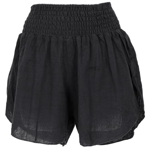 GURU SHOP Yoga Shorts Boho Chic, Kurze Hose - Schwarz, Damen, Size:XL