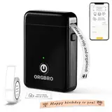 ORGBRO X1 Etikettendrucker, Mini Bluetooth Thermal Labeldrucker Selbstklebend Beschriftungsgerät, Tragbarer Kabelloser Label Maker für iOS/Android, Etikettiermaschine für Zuhause, Büro (Schwarz)