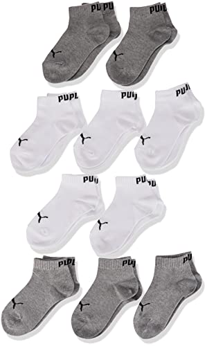 Puma Kinder Quarter Socken, Grau/Weiß, 31/34 (10er Pack)