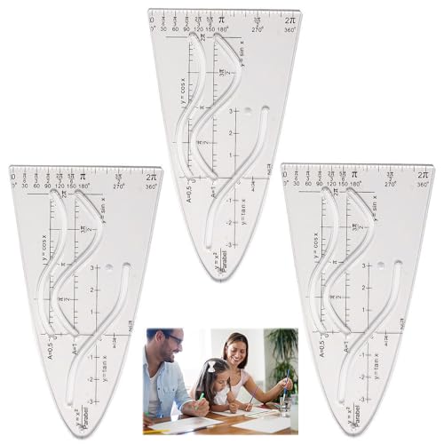 3 Stück Parabelschablone Mathe, Kurvenschablone, Parabel Lineal, Parabelschablone, Normalparabel Schablone, Für Sinus Kosinus Tangens Ein Wichtiges Hilfsmittel Für Studium Und Beruf