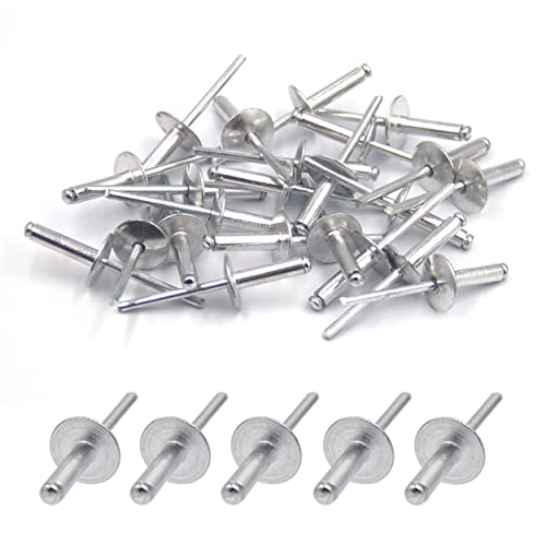 BESTYCHAO 50 Stück Aluminium-Blindnieten mit großem Flansch 4,8mm x 20mm, 50er-Pack (Silber)