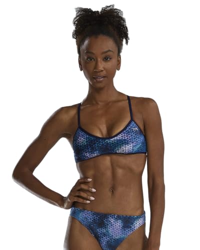 TYR Damen Durafast Elite Trinity Bikini Top Badeanzug, Blue Ice, X-Large