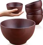 Goodwei Traditionelle japanische Reisschale aus Kastanienholz, 12 cm, servieren Reis, Suppen, Desserts und Snacks im asiatischen Stil (schwarz)