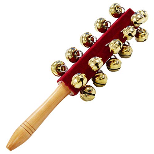 A-Star 21 Bell Jingle Shaking Sleigh Bell Stick mit Holzgriff – 26 cm Länge