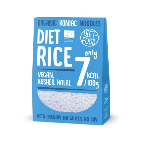 DIET-FOOD Bio Shirataki Konjak Sofort Reis Wenig Kohlenhydrate Wenig Kalorien Vegane Lebensmittel Fettfrei Sojafrei Glutenfrei Keto Freundlich Abnehmen Nudeln Reis 300 Gramm
