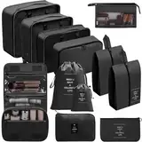 Chijoo 12 teiliges Koffer Organizer Set (Schwarz) – Packing Cubes Set, Packwürfel, Kofferorganizer, Koffer-organizer - Reise Gadget & Reise Organizer Set
