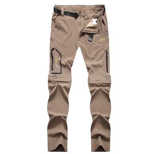 Wanderhose Herren Zip Off - Funktionshose Herren mit Gürtel Atmungsaktiv Wasserdicht Trekkinghose Entfernbar Hose Regular Fit Arbeit Herrenhose Freizeithose Leichte Sommerhose Stretch Arbeitshosen